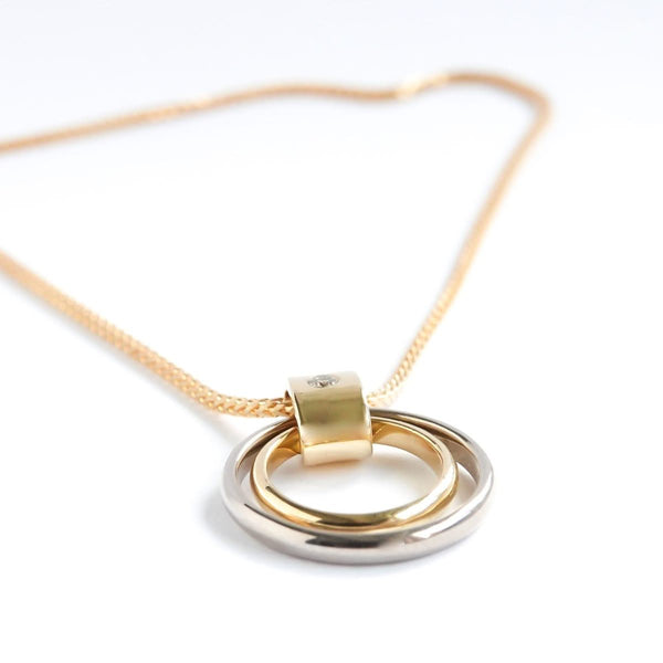 Silver 18ct Gold Diamond Necklace pendant contemporary bespoke handmade Sue Lane