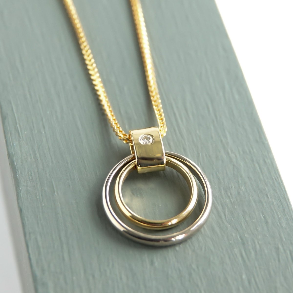 Silver 18ct Gold Diamond Necklace pendant contemporary bespoke handmade Sue Lane