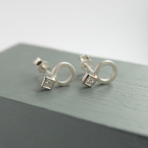 Silver and 18ct white gold diamond contemporary earrings Sue Lane