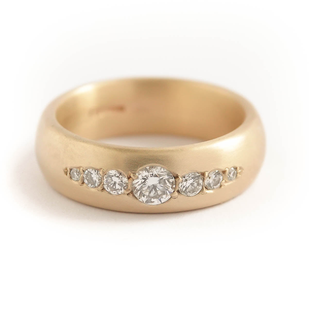 Chunky diamond dress or wedding ring in 9ct yellow gold by Sue Lane Jewellery, UK.