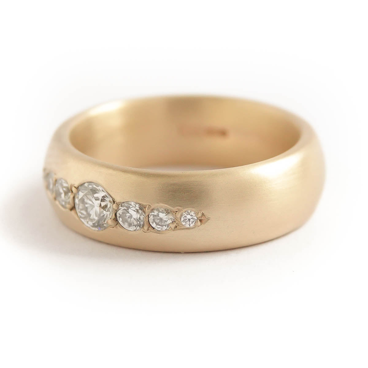 Chunky diamond dress or wedding ring in 9ct yellow gold by Sue Lane Jewellery, UK.