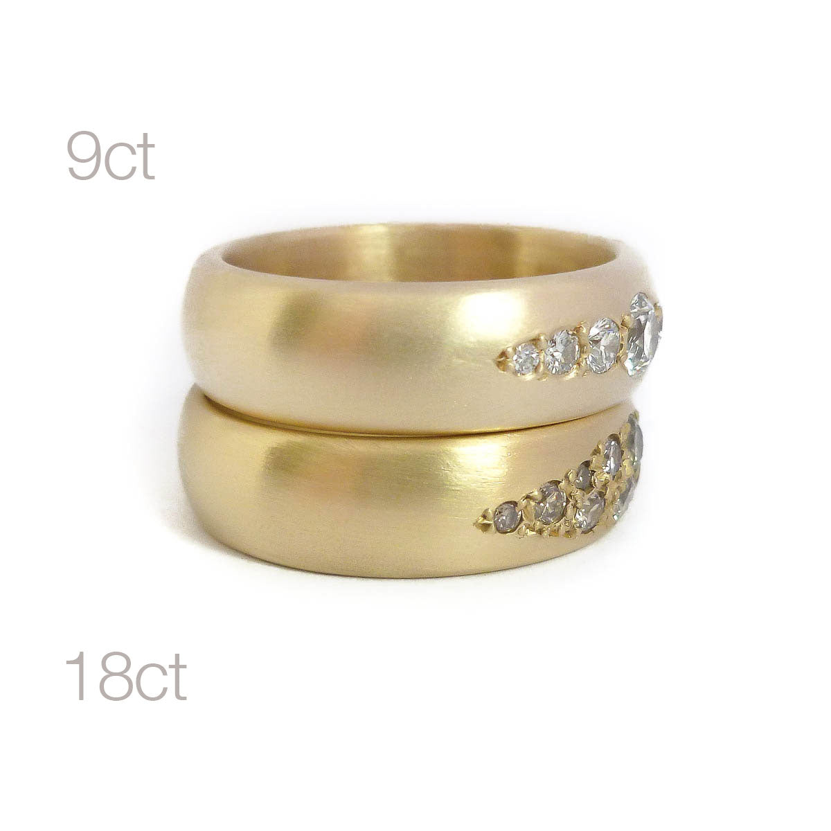 Chunky diamond dress or wedding ring in 9ct yellow gold by Sue Lane Jewellery, UK.
