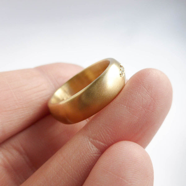 Chunky diamond dress or wedding ring in 9ct yellow gold by Sue Lane Jewellery, UK.