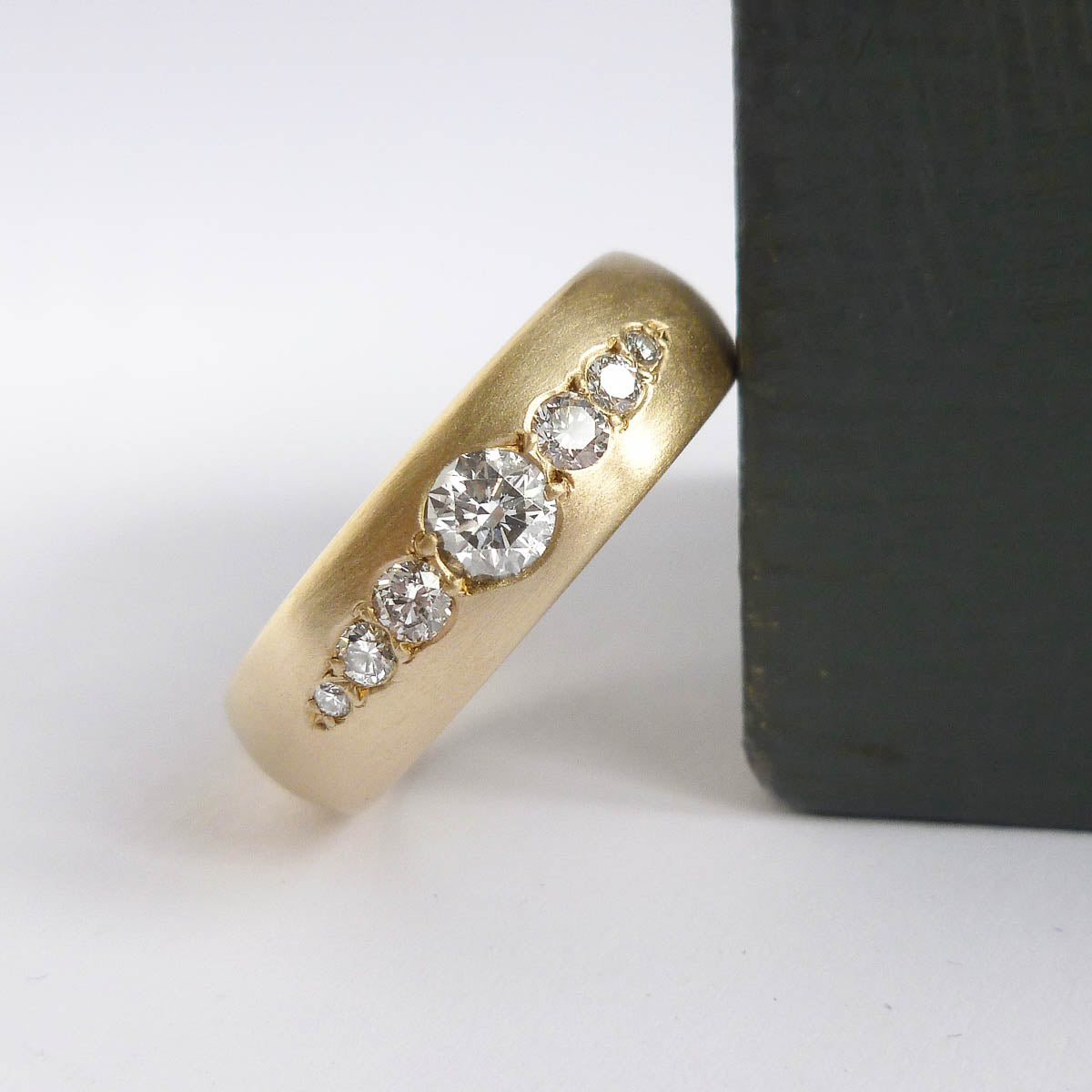 Chunky diamond dress or wedding ring in 9ct yellow gold by Sue Lane Jewellery, UK.