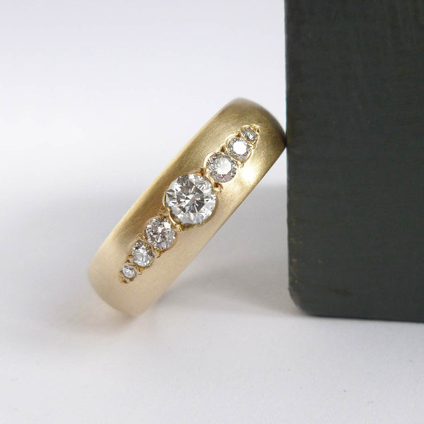Chunky diamond dress or wedding ring in 9ct yellow gold by Sue Lane Jewellery, UK.