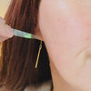 18ct yellow gold simple drophook earrings with a modern contemporary design by Sue Lane Jewellery