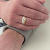 Silver and 18ct gold ring linked multi band contemporary wedding or engagement ring