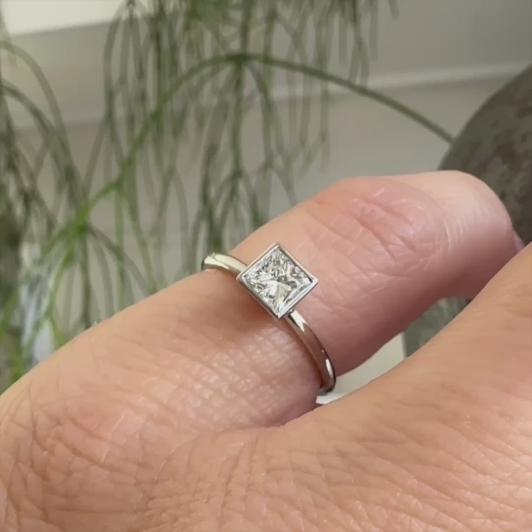 Platinum diamond ring in a contemporary, bespoke and modern design, handmade by Sue Lane Jewellery in the UK