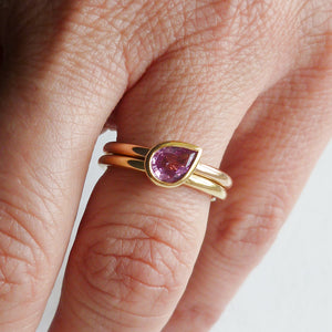 18ct Rose Yellow Gold Pink Sapphire Ring Contemporary Bespoke Unique Jewellery