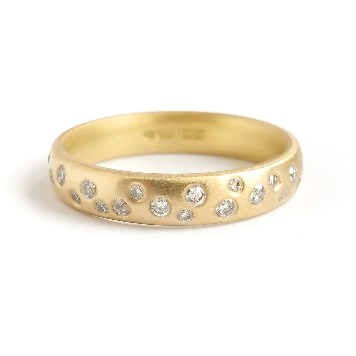 18ct yellow gold and diamond contemporary eternity or wedding band