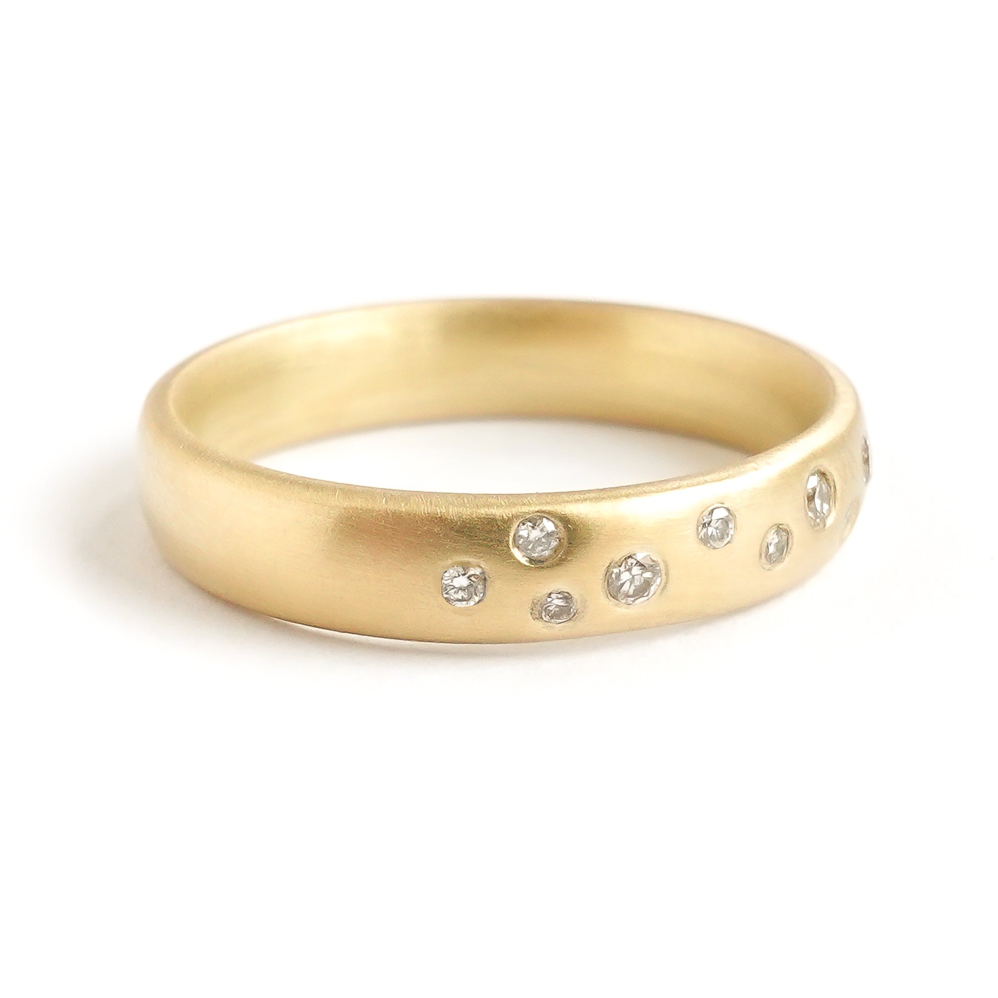 18ct yellow gold and diamond contemporary eternity or wedding band