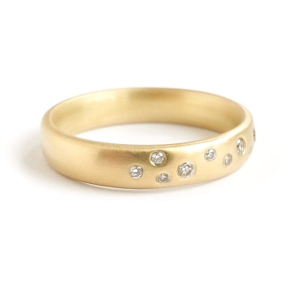 18ct yellow gold and diamond contemporary eternity or wedding band