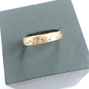 18ct yellow gold and diamond contemporary eternity or wedding band