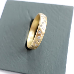 18ct yellow gold and diamond contemporary eternity or wedding band