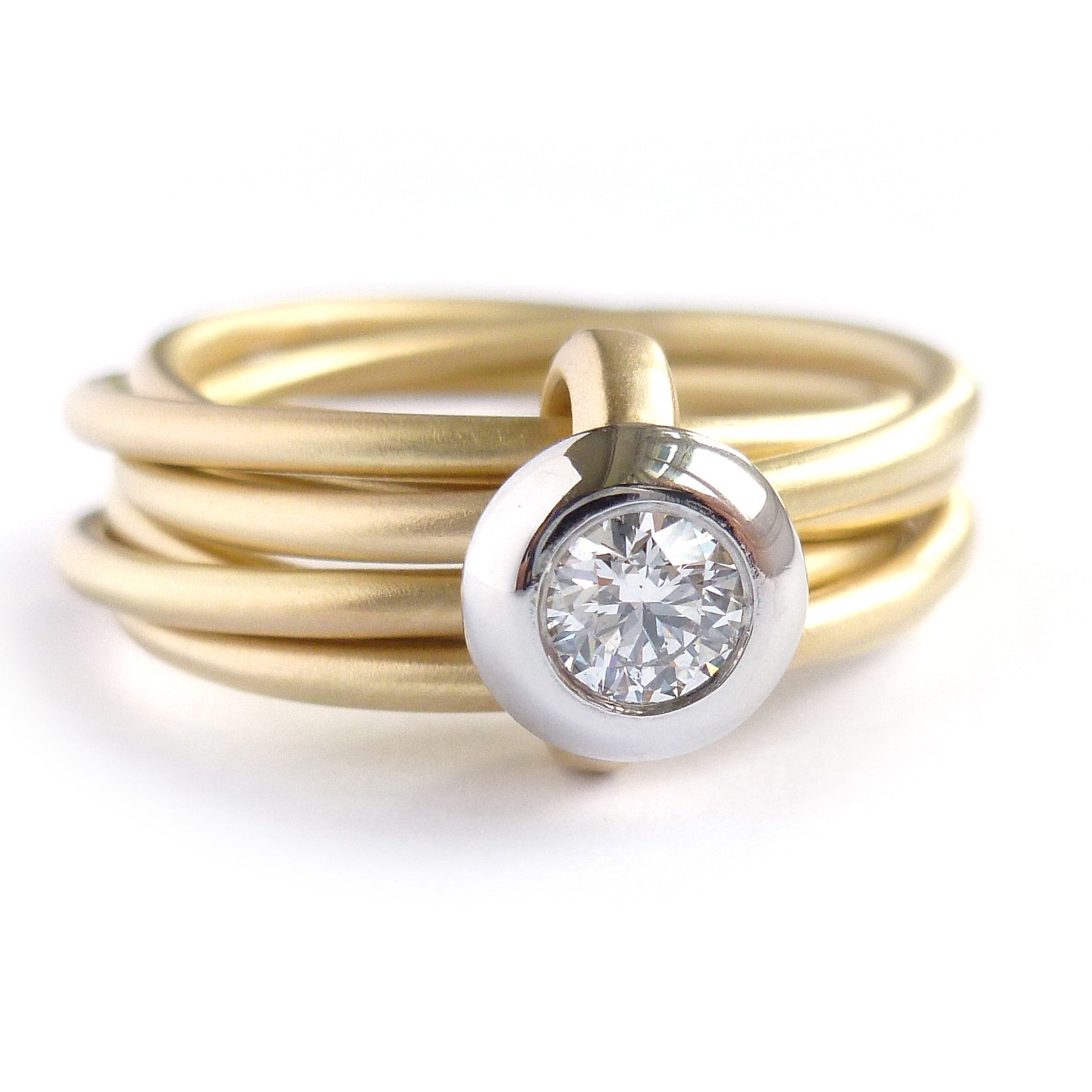 18ct Gold Diamond 6 band ring. Multi band ring or interlocking ring. Sue Lane