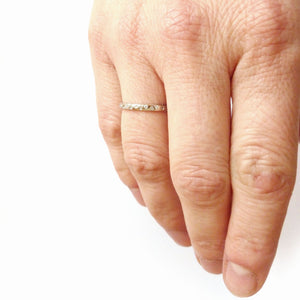 Contemporary, unique, bespoke and modern platinum diamond wedding ring, engagement ring, eternity ring, matt brushed finish. Handmade by designer maker Sue Lane