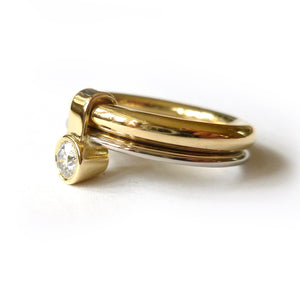 chunky and handmade contemporary, unique, bespoke, modern engagement ring gold with large diamond hereford
