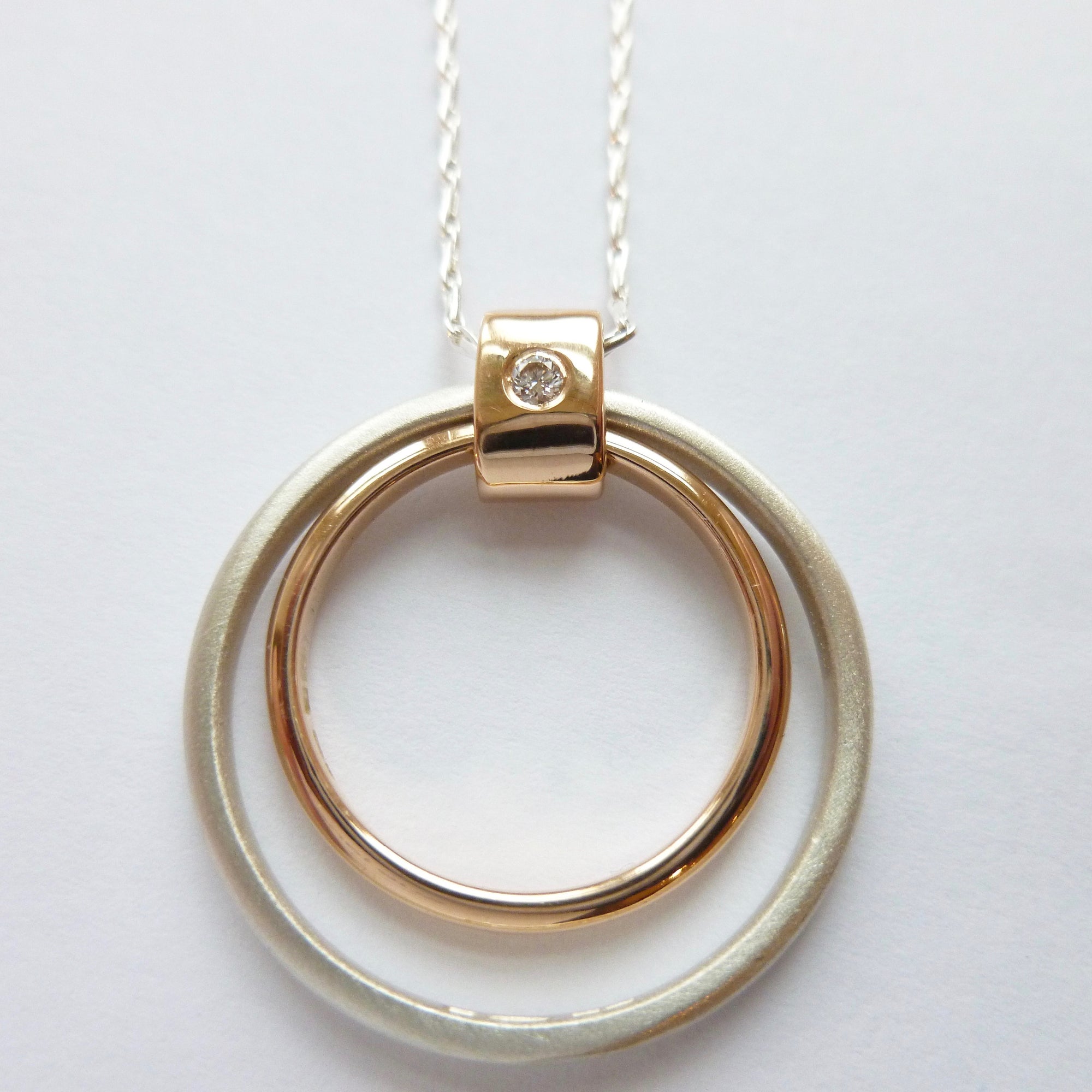 Contemporary unique bespoke handmade and modern pendant with diamond