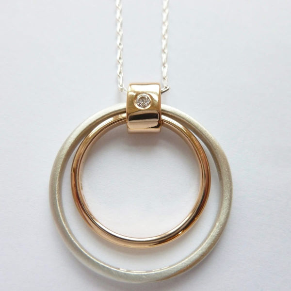 Contemporary unique bespoke handmade and modern pendant with diamond