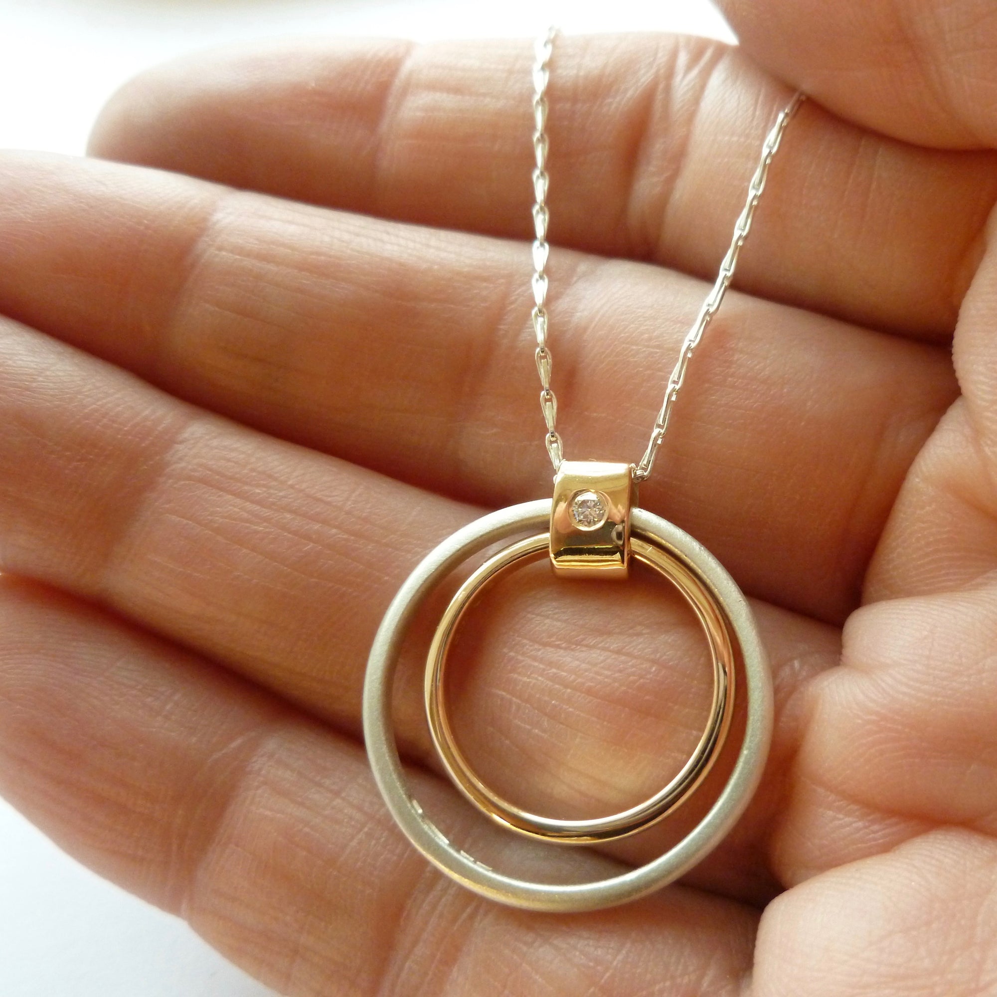 Contemporary unique bespoke handmade and modern pendant with diamond