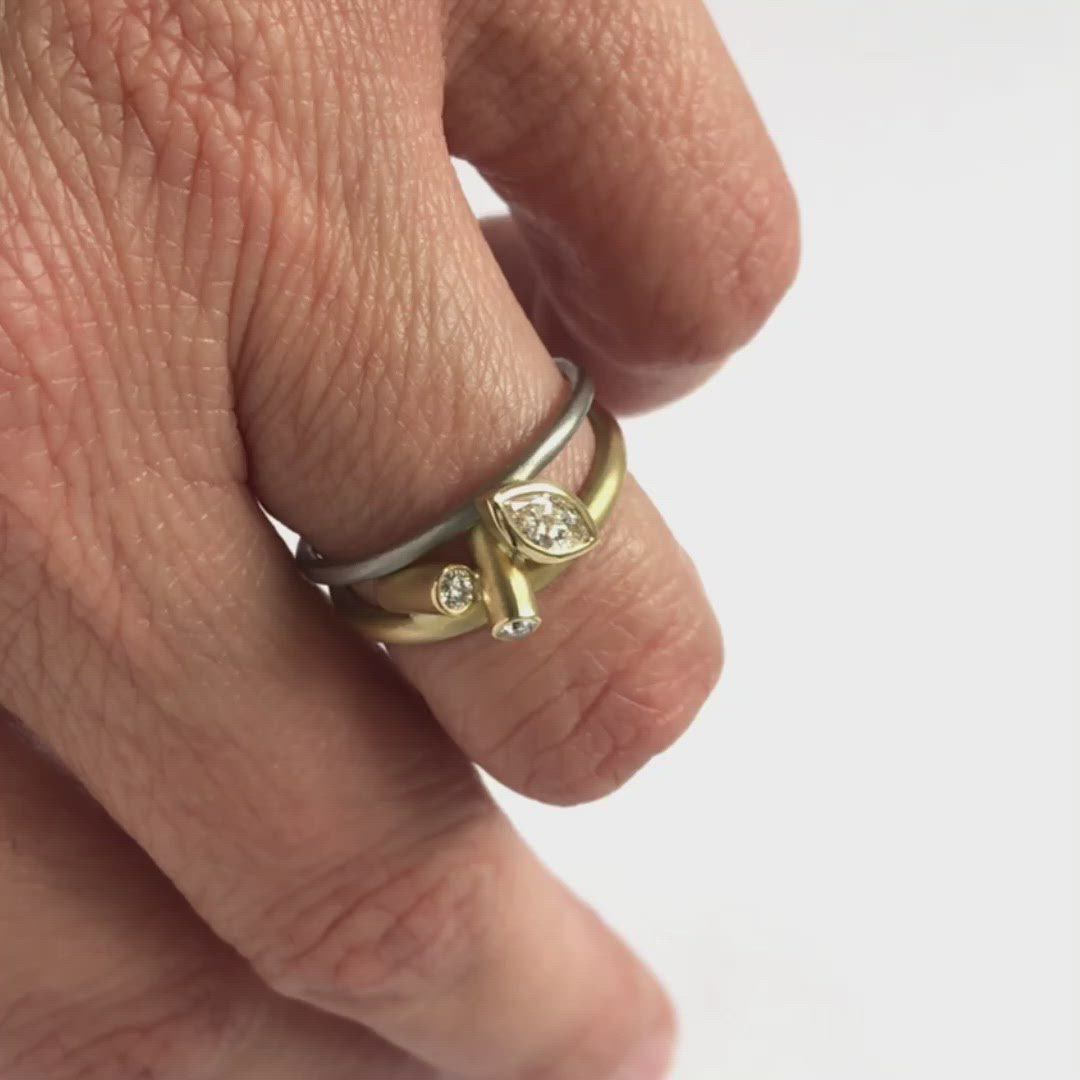 Unique alternative engagement and wedding ring by designer jewellery maker Sue Lane.