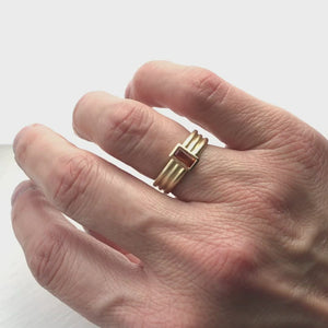 Contemporary 18ct gold ring with orange sapphire - handmade, designer, bespoke, custom Sue Lane.
