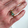 Green sapphire and diamond two band gold ring - unique and contemporary.