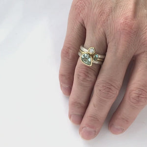 Unique, bespoke and contemporary aquamarine and diamond ring