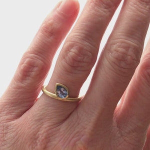 Contemporary jewellery remodelling commissioning engagement sapphire ring by Sue Lane