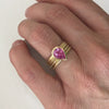 Pink-pear-shape-sapphire-and-diamond-stacking-interlocking treble-band-18ct-yellow-gold-contemporary-ringset-ring