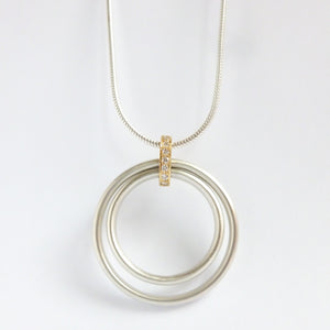 Contemporary Gold, Silver and Diamond Necklace - unique, bespoke by designer jewellery maker Sue Lane.