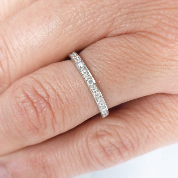 Classic platinum and diamond wedding or eternity ring 