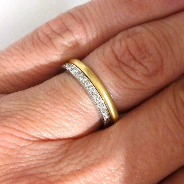 Classic platinum and diamond wedding or eternity ring 
