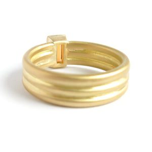 Contemporary 18ct gold ring with orange sapphire - handmade, designer, bespoke, custom Sue Lane.