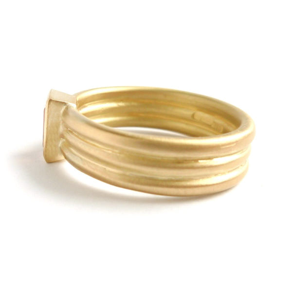 Contemporary 18ct gold ring with orange sapphire - handmade, designer, bespoke, custom Sue Lane.