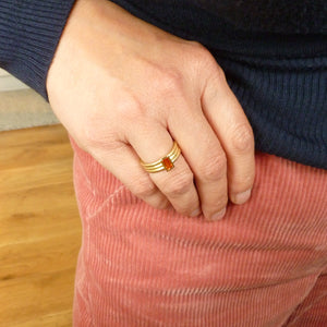 Contemporary 18ct gold ring with orange sapphire - handmade, designer, bespoke, custom Sue Lane.