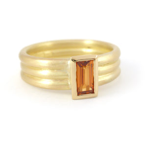 Contemporary 18ct gold ring with orange sapphire - handmade, designer, bespoke, custom Sue Lane.