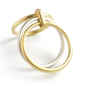 Contemporary 18ct gold and silver three 3 band wedding ring - unique and bespoke.