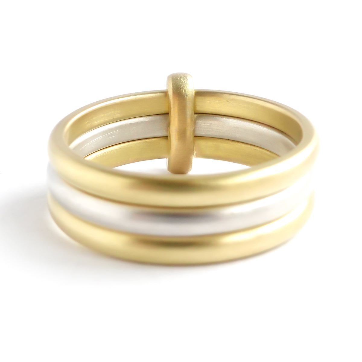 Contemporary 18ct gold and silver three 3 band wedding ring - unique and bespoke.
