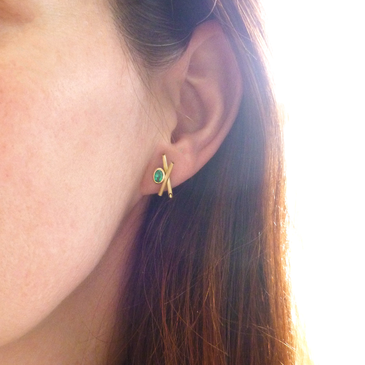 Contemporary jewellery gold bespoke handmade earrings to commission