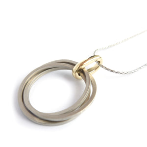 Contemporary jewellery, gold, bespoke and handmade necklace.