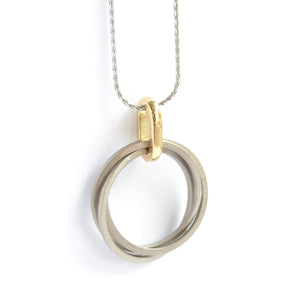 Contemporary jewellery, gold, bespoke and handmade necklace.