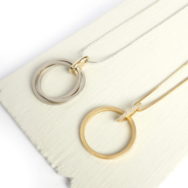 Contemporary jewellery, gold and diamond bespoke handmade necklace pendant.