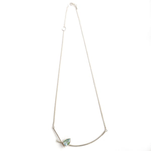 Contemporary jewellery - modern & bespoke silver 18ct white gold and aquamarine contemporary necklace handmade in UK