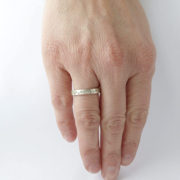 Contemporary jewellery, handmade, modern, bespoke silver eternity ring by Sue Lane