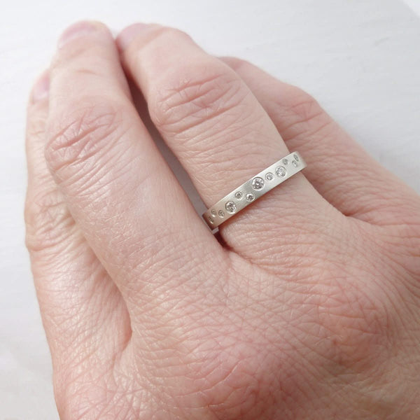 Contemporary jewellery, handmade, modern, bespoke silver eternity ring by Sue Lane