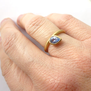 Contemporary jewellery - modern & bespoke engagement sapphire ring handmade in UK