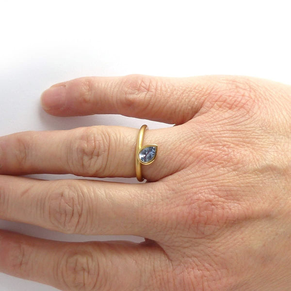 Contemporary jewellery - modern & bespoke engagement sapphire ring handmade in UK
