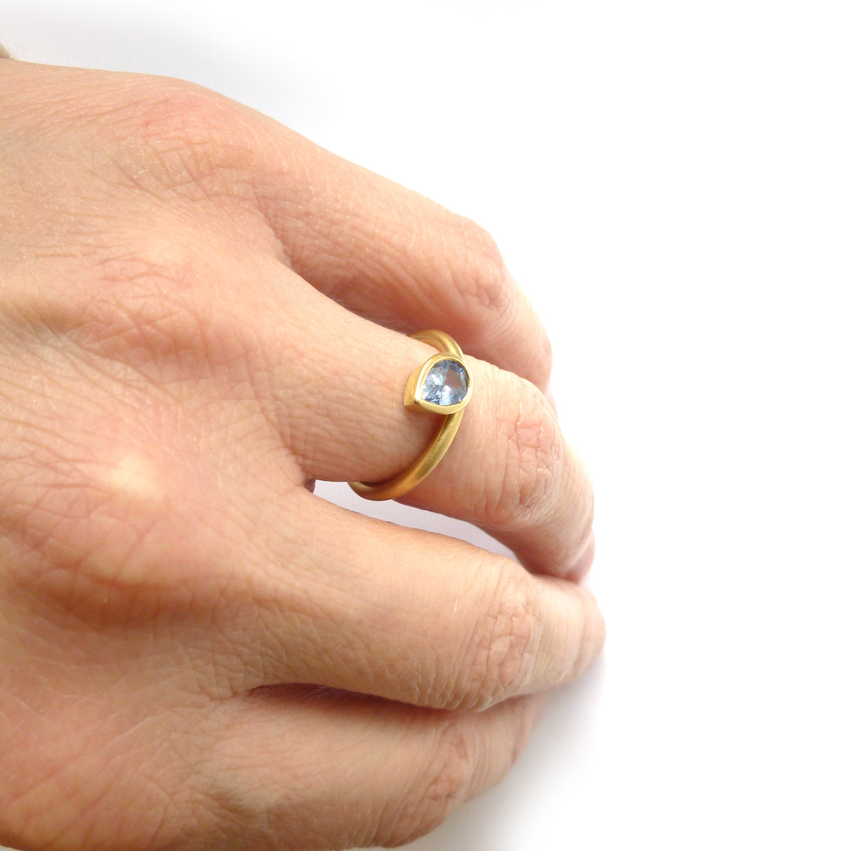 Contemporary jewellery - modern & bespoke engagement sapphire ring handmade in UK