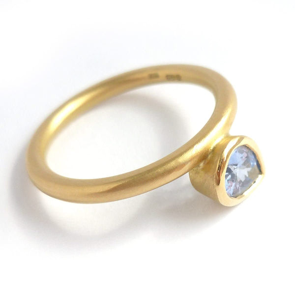 Contemporary jewellery - modern & bespoke engagement sapphire ring handmade in UK